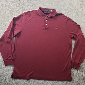 Polo Ralph Lauren Shirt Men's XL Extra Large Classic Fit Burgundy Long Sleeve